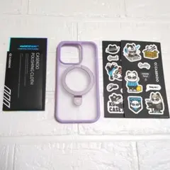 CASEKOO iPhone14Pro 用 ケース クリア×パープル