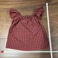 ファミリア風チェック赤　ベビー　トップス　ハンドメイド
