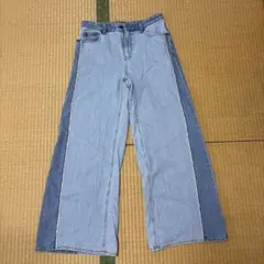 GU パッチワークデニムパンツ ワイドレッグ