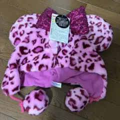 ディズニー ファンキャップ ミニー ヒョウ柄 ピンク