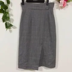 【Le souk】タイトスカート ハイウエスト グレンチェック 11 日本製