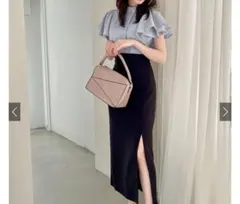 GRLダブルフリルスリーブハイネックブラウス