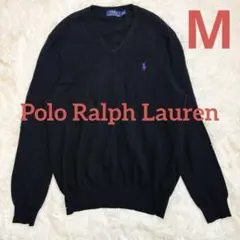 PoloRalphLauren ブラック Vネックニット メリノウール100%