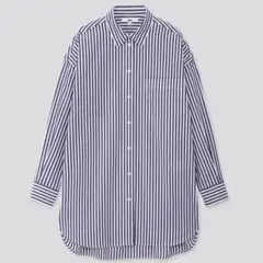 UNIQLO エクストラファインコットンオーバーサイズロングシャツ ストライプ柄のサムネイル