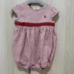 ラルフローレン　赤　ボーダー　ロンパース