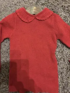 next 赤いリブ編み長袖トップス