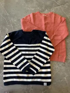 ZARA 長袖カットソー 7-122 ピンク ストライプ