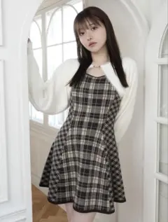 LIP SERVICE フェザーチェックアンサンブルワンピース