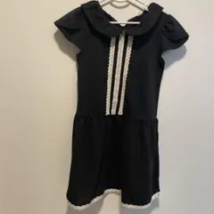 120 半袖　ワンピース 黒　フォーマル キッズ　女の子　異素材