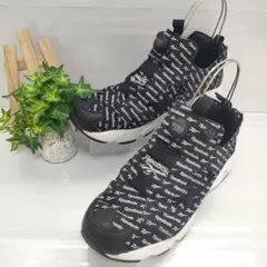限定品 Reebok INSTAPUMP FURY ロゴ 総柄 スニーカー 黒
