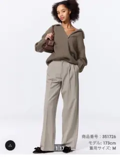 GU タックワイドパンツ+EC［文 E$80.0cm)