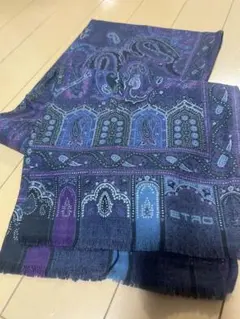エトロ　ストール　ネイビー系　ETRO ペイズリー柄
