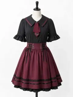 夢展望 ゴシック風バラボタンレースフリルボウタイワンピース M - メルカリ