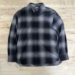 グレー系 チェック柄 長袖ネルシャツ Mサイズ