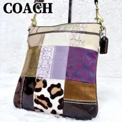 COACH Patchwork Leopard Purple Shoulder