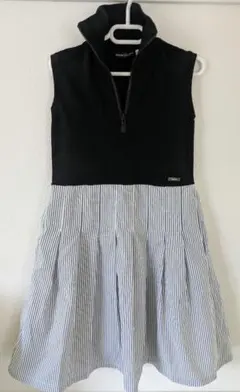 BeBe ノースリーブワンピース 黒/ストライプ