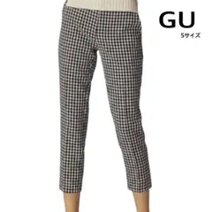 ✨期間限定セール✨GU　ギンガムチェック　テーパードクロップドパンツ　白黒　Sのサムネイル