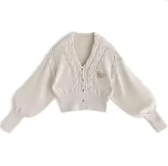 GRL 刺繍ケーブルニットボタンカーディガン