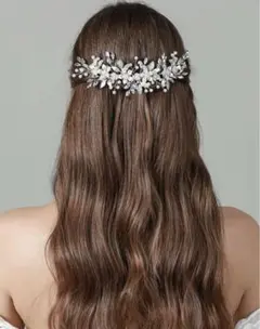 【新品未使用】ヘアアクセサリー 花 パール シルバー ヘッドドレス ウェディング