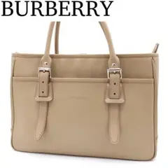 【美品】BURBERRY タータンチェック トートバッグ 肩掛け レザー A4可