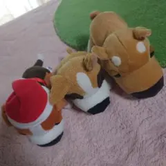 THE・DOGぬいぐるみ3体セット サンタ帽子付き有り サイズ・20〜16cm