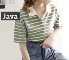 JaVa ジャバ　コラボ　レトロ　ボーダー　ポロシャツ　半袖　Tシャツ　シャツ