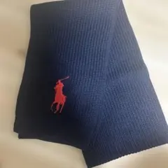 ネイビー ポロ刺繍ロゴ マフラー