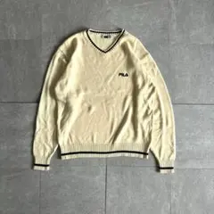 【美品】FILA チルデンニット Ｖネック　レトロスポーツ　アメカジ　90s風