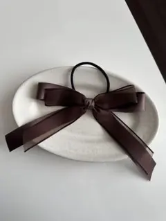 ブラウンリボン ヘアゴム