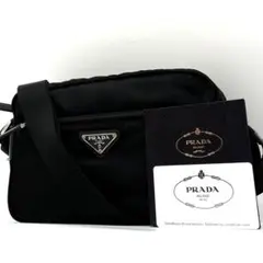 【美品】プラダ ショルダーバッグ カメラバッグ ネロ 三角ロゴ マチ有り