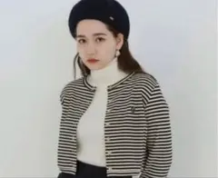 Tina jojun エンブレムボーダー カーディガン 長袖 M