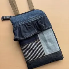 三*子様 デニムリメイク ウォレットショルダー 長財布 スマホ