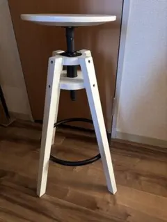 IKEA ホワイト 木製 スツール 高さ調整可能