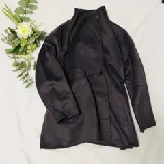ユニクロ ノーカラージャケット ダークブラウン ボタン S size冬