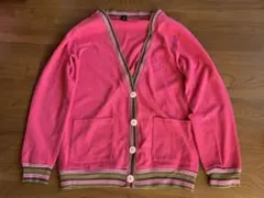 Y2k ピンク Vネックカーディガン ボタン付き