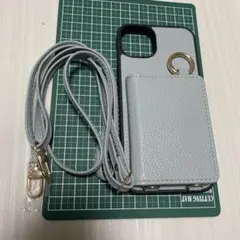 残り一点☘️ iPhone 15 PLUS ケース 手帳型　韓国　くすみブルー