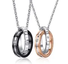 ペンダント2点セット　ネックレス　カップル　ダブルリング　ペア　お揃い