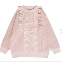 ハニーシナモン　ハートケーブルニットワンピース　ピンク