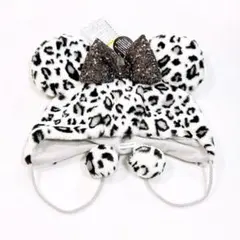 ディズニー ヒョウ柄 ファンキャップ スパンコール ホワイト ミニー