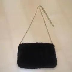 ZARA風　ファーショルダーバッグ　黒