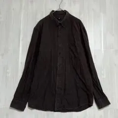 UNIQLO ユニクロ　フランネルシャツ　ボタンダウン　ダークブラウン　L