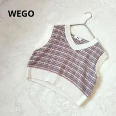 WEGO ツイード風 ニットベスト マルチカラー Vネック ピンク Fサイズのサムネイル