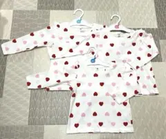 ハート柄長袖Tシャツ3枚セット 80-95cm