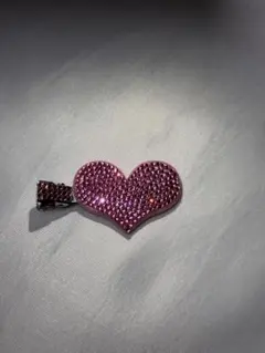 スワロフスキークリスタル ハート型ヘアクリップ　ローズ