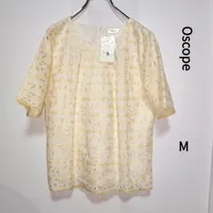 【新品】Oscope レース柄五分袖トップス サイズM