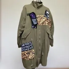 ミリタリージャケット レオパード柄　オリーブ色　フリーサイズ