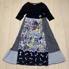 アルベロベロ　犬柄 パッチワーク ロングワンピースのサムネイル