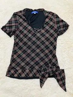 希少カラー バーバリーブルーレーベル フリル　半袖 ノバチェック