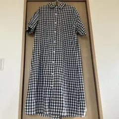 チェックロングワンピース　ブルーチェック　妊娠　産前産後