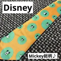 Disney ミッキー ネクタイ 総柄 レトロポップ 橙色　メンズ ビンテージ